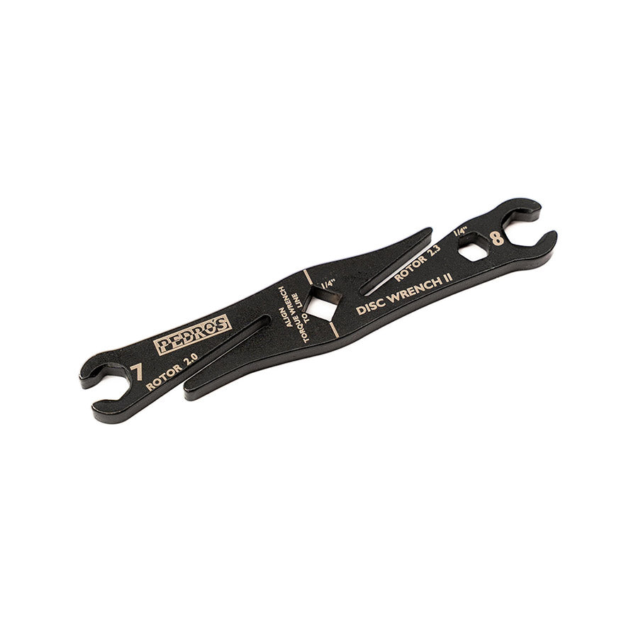 Pedros Disc Wrench II 7 & 8mm flare wrenches plus two rotor truing slots