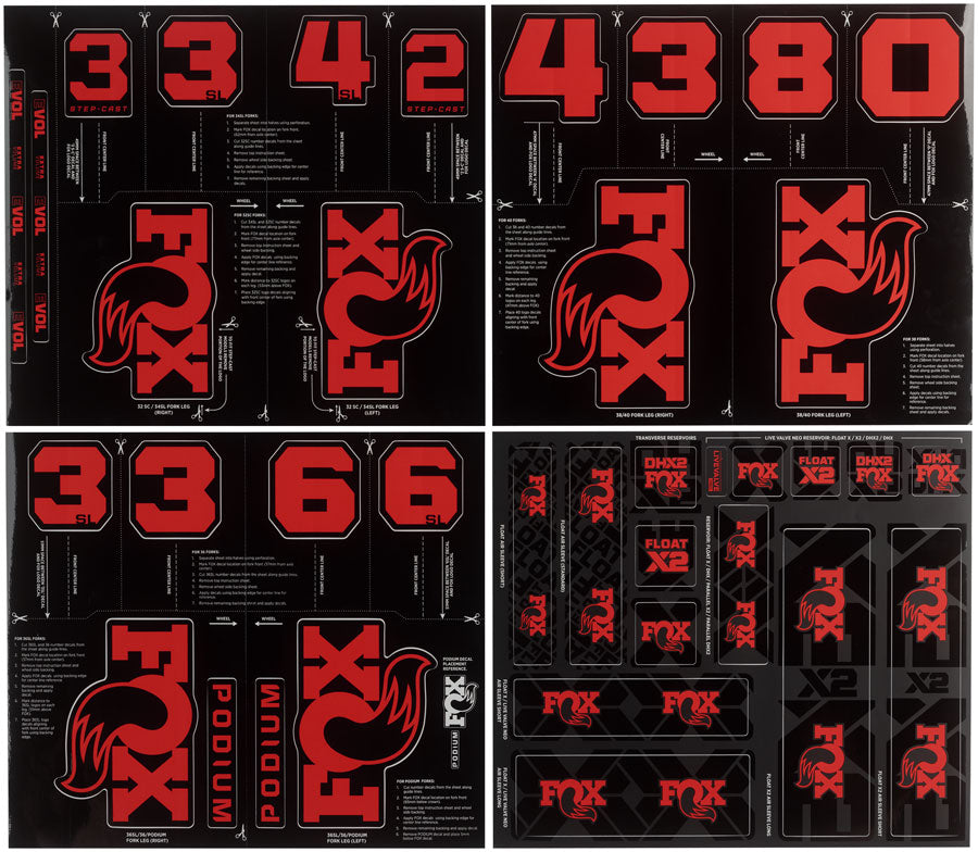 FOX Fork and Shock Decal Kit - Ignition Red