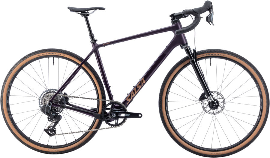 Salsa Flyway C Rival XPLR AXS 13 SUS Bike - 700c Carbon Blackberry Large