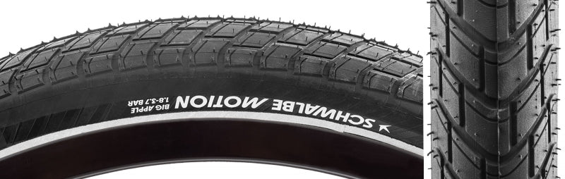 Schwalbe Motion Big Apple Hybrid Tire 27.5''x2.35 Wire Clincher Addix Green RaceGuard Reflex 67TPI Black