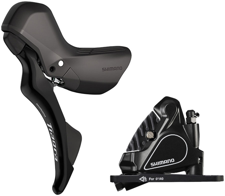 Shimano Tiagra ST-R4020-LA Shift/Brake Lever BR-RS405 Front Hydraulic Disc Brake Caliper - Left/Front 2x Flat Mount BLK