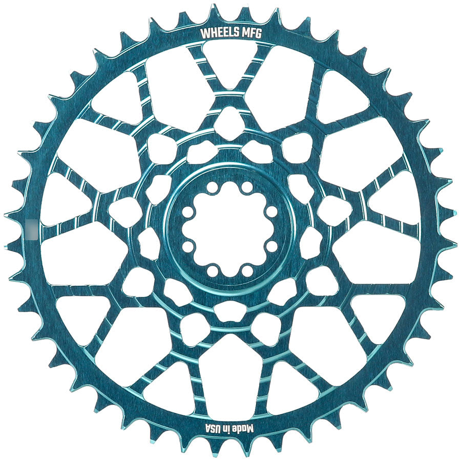 Wheels Manufacturing Gravel Direct Mount Chainring - 46t SRAM 8-Bolt Direct Mount 6.5mm Inboard Offset T-Type Chain Compatible Teal