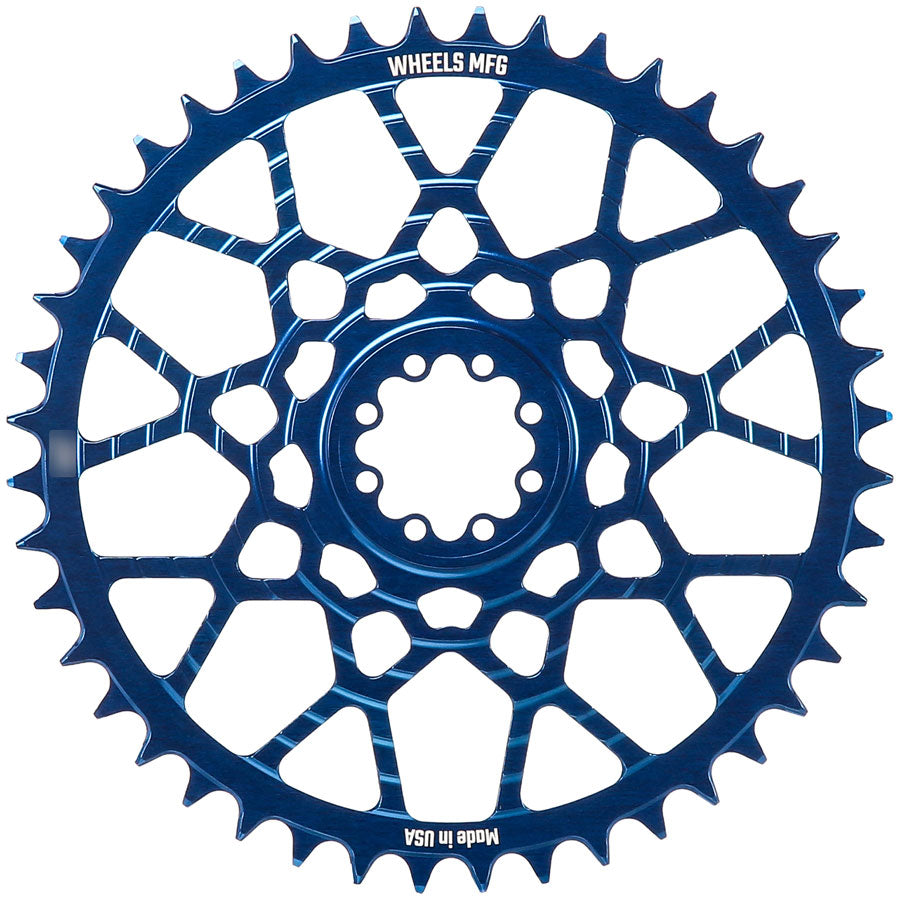 Wheels Manufacturing Gravel Direct Mount Chainring - 46t SRAM 8-Bolt Direct Mount 6.5mm Inboard Offset T-Type Chain Compatible Blue