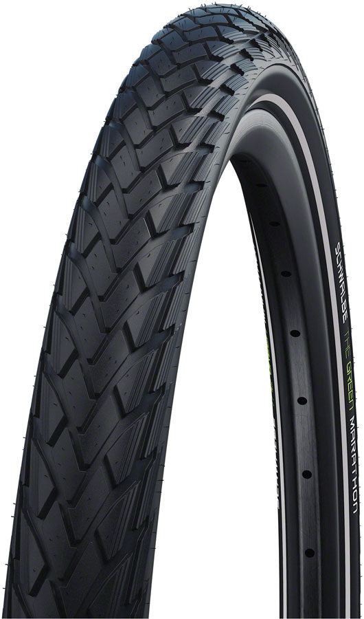 Schwalbe Green Marathon Tire - 26 x 1.75 Clincher Wire BLK/Reflective Performance Line GreenGuard TwinSkin Addix