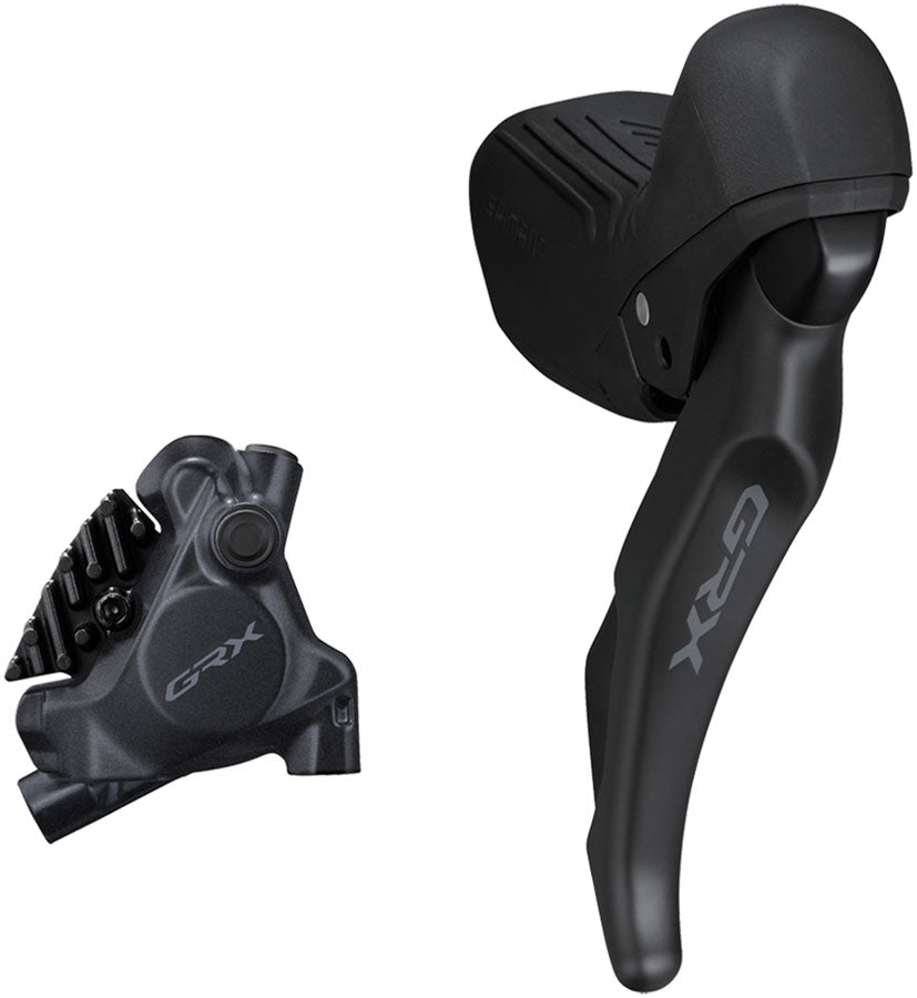Shimano GRX ST-RX610 Shift/Brake Lever BR-RX410 Hyd Disc Brake Caliper - Right/Rear 12-Spd Flat Mnt Caliper For 25mm Mount BLK